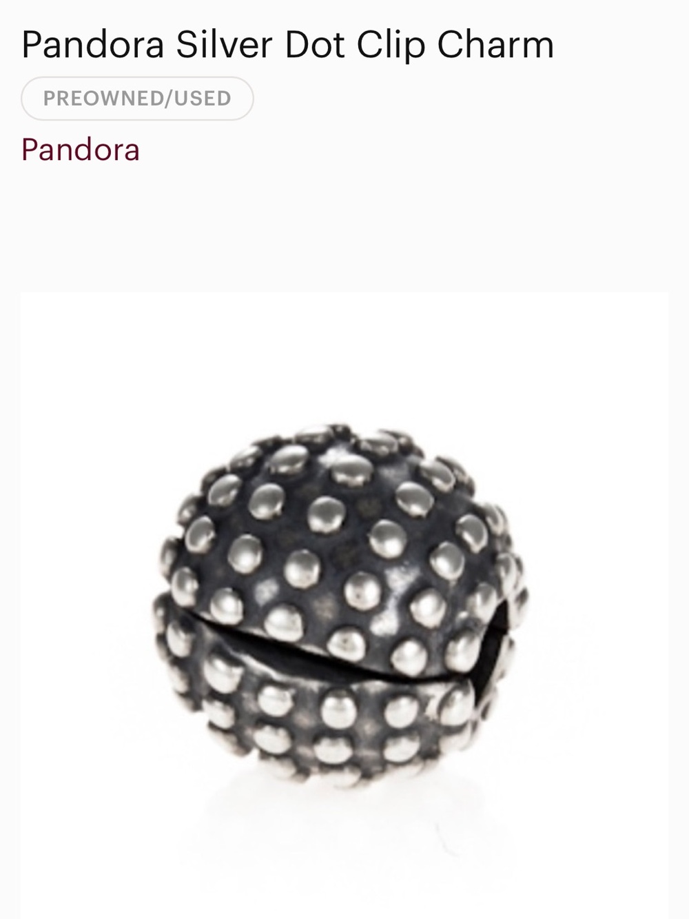 Pandora sterling Silver Dot Clip Charm